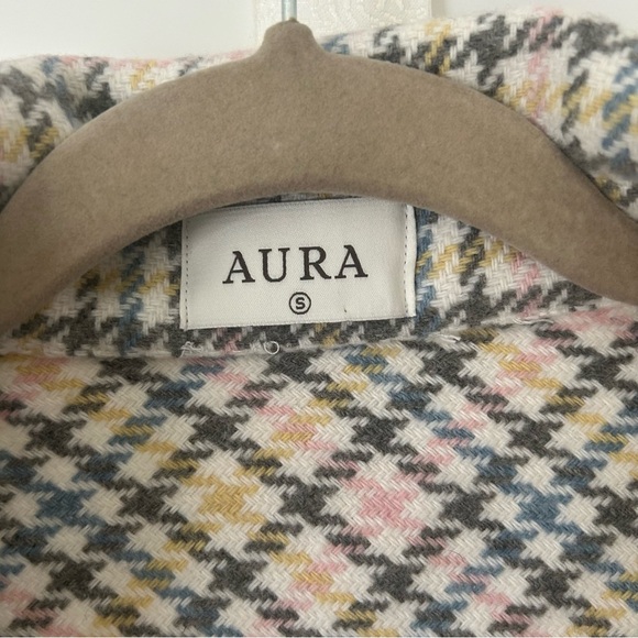 Aura Jacket Plaid Tweed Collared White Gray Pink Button Women’s Small - Picture 4 of 8